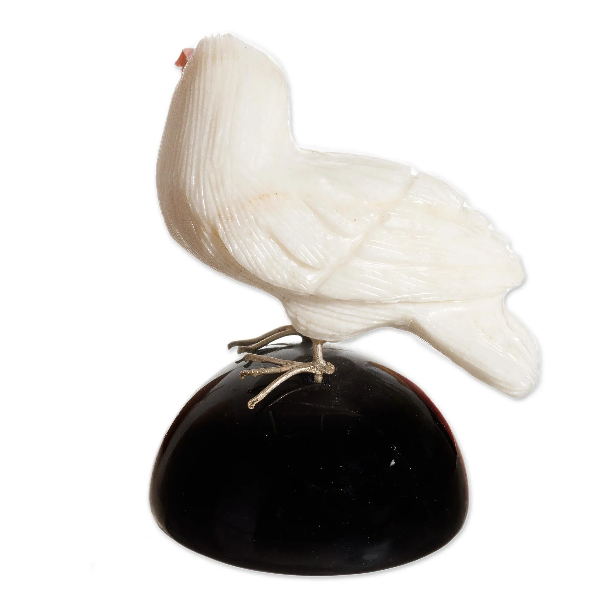 White and Black Onyx Gemstone Bird Sculpture from Peru - Bird of Peace | NOVICA