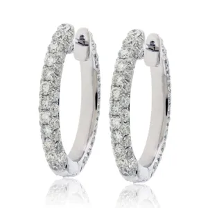 White Gold 4.20 Carat Diamond Hoop Earrings