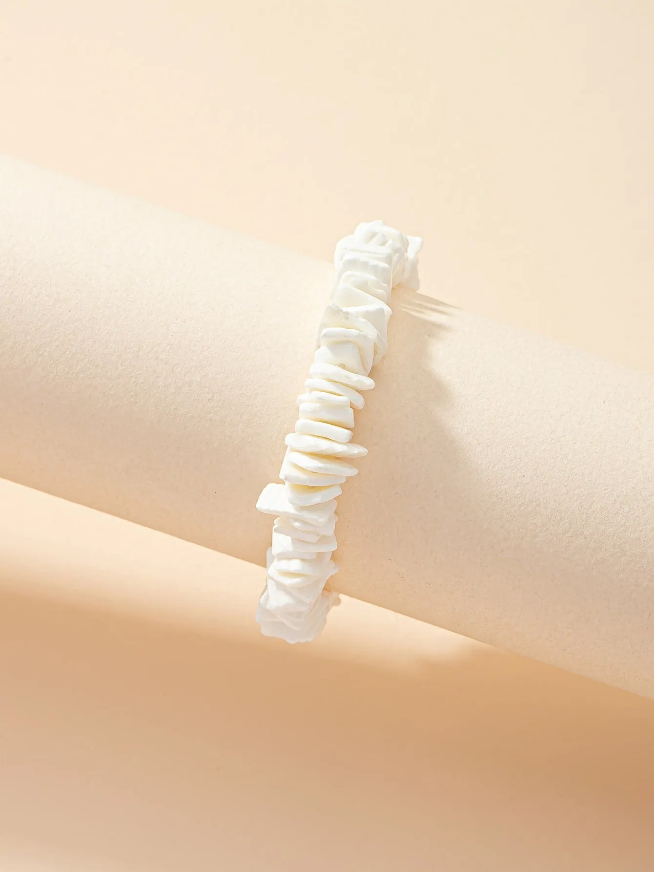 White Shell Beaded Bracelet Women Bracelet Stackable Bracelet Crafted Jewelry