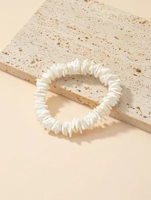 White Shell Beaded Bracelet Women Bracelet Stackable Bracelet Crafted Jewelry